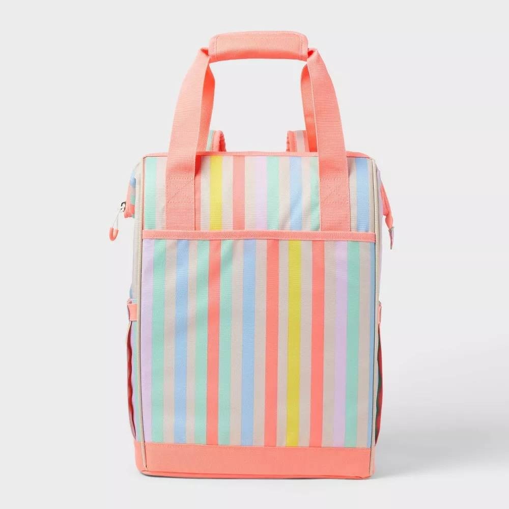 Sun Squad Striped Backpack Cooler 24 Can 20.4qt New With Tags